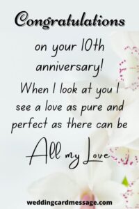 Happy 10th Wedding Anniversary Quotes - Wedding Card Message