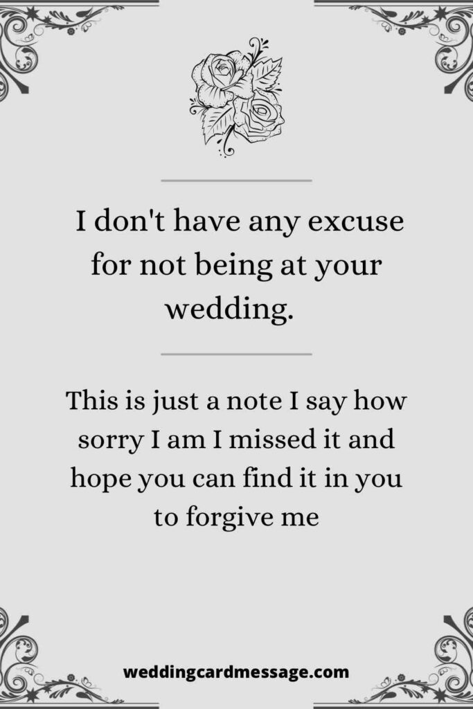 30+ Sorry for Not Attending Wedding Messages Wedding Card Message